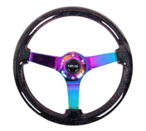 NRG Svart ''Glittrig'' Träratt med Neochrome Centrum 350mm (3'' Djup)